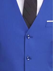 Conjunto de fato masculino de 2 peças, blazer e calças elegantes de cor lisa com corte slim, adequado para negócios, casamentos, festas, tamanho XS-XXXL - Azul Real - View 8