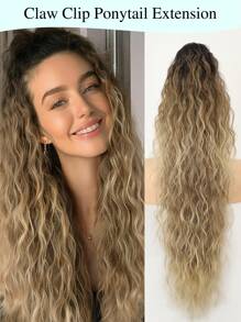 Ponytail Extension Claw 30" Long Curly Pony Tail Claw Clip In Hair Extension Fluffy Natural Looking Synthetic Hairpiece For Women
