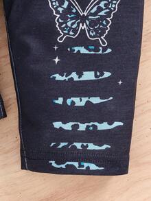 时尚复古女婴豹纹不对称上衣和宽松豹纹薄裤两件套