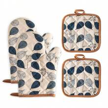 4pcs/Set Oven Mitt Set, Microwave Oven Gloves, Heat Resistant Glove Set, Heat Resistant, Modern Kitchen Tools For Handling Hot Pots And Pans, Festive Holiday Cooking Gifts Friendly For Home And Kitchen Organization