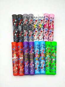 2/4 piezas Nuevo diseño de patrón de boquilla de cigarrillo, tubo de almacenamiento tipo prensa, tubo de almacenamiento de puros, tubo de almacenamiento de tabaco y especias, tubo de almacenamiento para el hogar, accesorios para fumar, regalo ideal para familiares y amigos - Multicolor - Ver 3