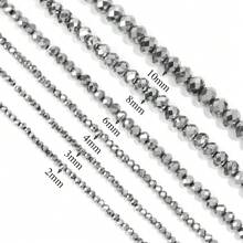1pc Metallic Silver Faceted Crystal Beads 3/4/6/8/10mm Plated Crystal Abacus Beads