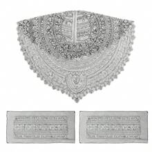 Floral Embroidery DIY Set: Sequin Hollow-Out Embroidered Shawl & Cuffs, Costume Accessory For Evening Gown, Cheongsam, Can DIY Garment