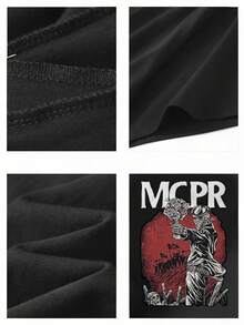 1pcs Skull Printed Men's Tank Tops Gothic Men's Casual Tank Tops 100% Pure Cotton Ideal Choice For Summer & Everyday Wear - Black - View 4
