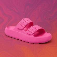 Women's Comfortable Cloud  Lightweight Orthopedic Buckle Slide Flip Flops - 玫紅色 - 查看 4