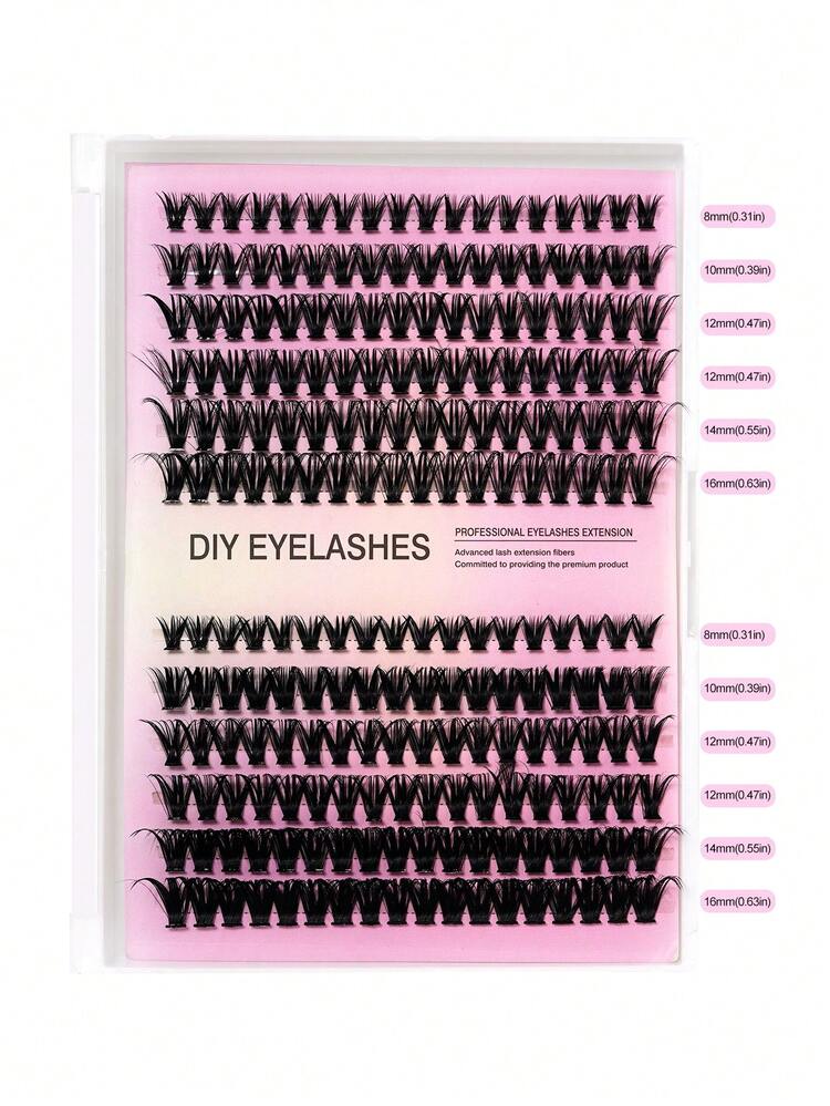 240 piezas de extensiones de pestañas falsas de visón sintético de 8-16mm, 12 filas resistentes al agua y voluminosas para realzar los ojos para maquillaje diario u ocasiones - D - Añade 5