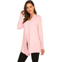 Newchoice Womens Casual Lightweight Long Sleeve Cardigan Soft Drape Open Front Fall Dusters (S-3XL) - Light Pink - View 4