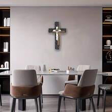 1 件，乡村风格墙壁十字架仿古悬挂木质十字架精神艺术雕塑宗教家居装饰农舍装饰复古墙壁艺术多层基督教木制装饰标志