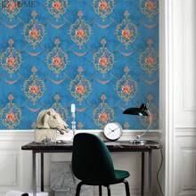 1 Rotolo di carta da parati autoadesiva rimovibile con motivo floreale blu, carta da parati adesiva moderna per decorazione di pareti, piani di lavoro, mobili, camere da letto, disponibile in lunghezze da 1m, 2m, 3m, 5m, 7m, 10m