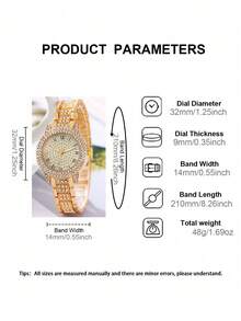 Quà tặng Ngày của Mẹ, Bộ trang sức đồng hồ nữ, Phong cách thanh lịch thường ngày, Thời trang tinh tế, Đồng hồ thạch anh mặt số đẹp, Dây chuyền mặt dây, Hoa tai, Nhẫn và Vòng tay, Thích hợp để đeo hàng ngày, Quà sinh nhật, Quà tựu trường, Lễ Tạ ơn và các dịp lãng mạn, Món quà hoàn hảo (Không bao gồm hộp quà) - Vàng - Xem 7