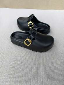Zuecos negros para mujer, ligeros y suaves, pantuflas tipo mula aptas para pies anchos, pantuflas de verano para mujeres - Negro - Ver 10