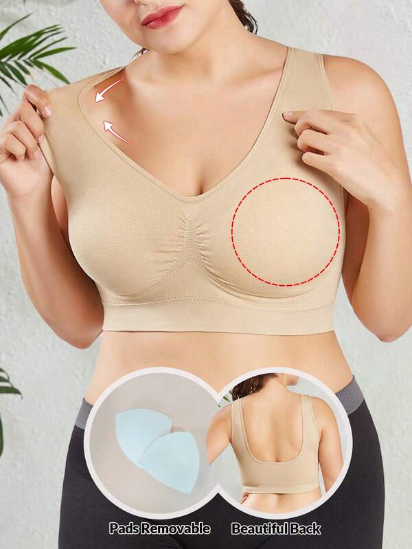 Women's Sexy Seamless Bra Solid Color Push Up Tops Bras Removable Cup Lingerie Gym Beautiful Back Yoga Workout Underwear