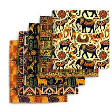 African Kente Themed Fabric Bundle - 5pcs, Assorted Colors, Pre-Cut Polyester Quilting Squares For DIY Crafts, Gift WrappingQuilt Making Sewing Quilting Crafting Hand Sewing DIY Doll Fabric Stitching - Multicolor - View 2