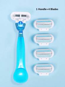 1 Handle + 8 Blades Set 8 Blades 12 Blades Women Bikini Manual Hair Removal Tool 3 Layers Stainless Steel Razor Blades Replaceable Razor Blades