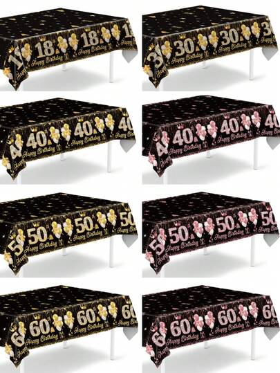 1 st. födelsedagsduk, 18-års 30-års 40-års 50-års 60-årsfestduk, rektangulär engångsflagga perfekt dekorerad män kvinnor födelsedagsfestrumsbordsdekoration, rektangulära bordsdukar rosengyllene prinsessfödelsedagsbordsdekoration, födelsedagspresent, födelsedagsfestfavör, 18-årsdag 30-årsdag 40-årsdag 50-årsdag 60-årsdagsdekoration