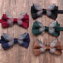 Creative Butterfly Bow Tie Men Necktie Solid Color Adjustable Soft Textured Bowknot Bridegroom Groomsman Cravat