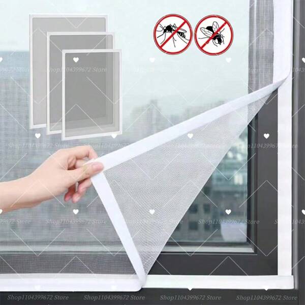1 pieza Malla de pantalla de ventana, malla de pantalla de ventana anti-mosquitos y insectos, de instalación simple sin perforación, autoadhesiva, malla invisible para ventanas del hogar