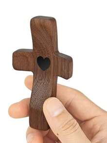 10/5/3 件装木质十字架胸针，宗教风格，黑胡桃木拇指十字架造型，黑色胡桃木拇指图案，5厘米实木小手柄，减压手柄，教堂复活节装饰钥匙吊坠饰品，棕榈十字架胡桃木手工饰品，立体装饰，圣诞装饰，家居圣诞礼物，圣诞装饰品