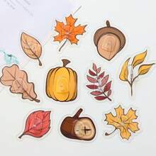 Lucky Fox Multiple Functional Wall Hooks For Hanging, Transparent Plant Shape Hooks Set, Waterproof Oilproff Adhesive Hook For Kitchen Bathroom Bedroom, 10 Pieces (Fall)