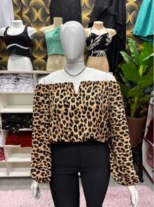 Blusa Plus Size Manga Longa Estampada