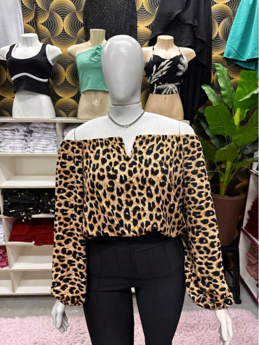 Blusa Plus Size Manga Longa Estampada