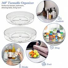2Pcs Lazy Susan Spice Rack Organizer 23CM+27CM 360° Rotating Turntable Spice Rack - Transparent - View 7