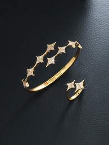 1 套铜材质中东流行发光精致手链和戒指豪华礼品套装，适合日常佩戴 - 手鐲+戒指 - 查看 5