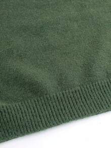 Women's Crew Neck Knit Pullover Sweater, Casual Striped Rib Splice, Spring & Autumn - Green - View 5