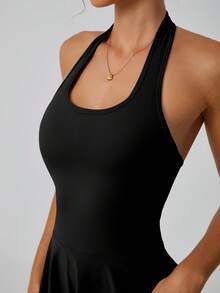 NcmRyu 1pc Women's Seamless Stretchy Camisole Dress - Black - View 4