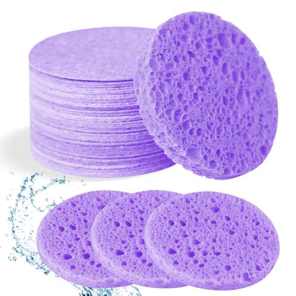 10/20/30/50pcs Compact Natural Face Sponge 100% Makeup & SPA Cleansing Sponge For Exfoliation, Makeup Removal, And Facial Washing