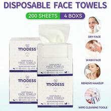 MODESS 2 Boxes (100 Sheets)/4 Boxes (200 Sheets) Of Thick And Ultra Soft Disposable Face Towels, Reusable Dry And Wet Facial Cleansing Wipes For Household Use, Suitable For Sensitive Skin, Effectively Removing Makeup, Cleaning And Travel Essentials - 4 Boxes (200 Sheets) - View 3