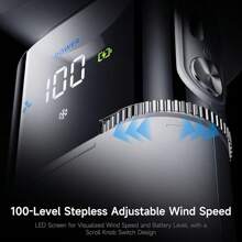 SULVGO Ventilatore da raffreddamento a semiconduttore ultra portatile con cavo di prolunga integrato e batteria ad alta capacità da 9000mAh, in grado di caricare il telefono in qualsiasi momento, ventilatore palmare ad alta velocità, versatile ventilatore a 100 velocità e 11000 giri/min, ventilatore pieghevole e da collo adatto per famiglia, viaggio e scuola, regalo per il fidanzato, la fidanzata, il miglior amico