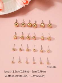 12 paires de boucles d'oreilles fantaisie à perles, couleurs or, argent, blanc, noir