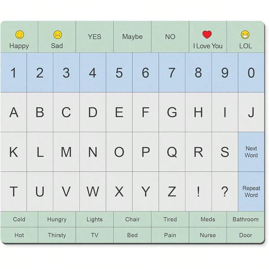 Tablero de comunicación para adultos - Antideslizante, portátil, tabla de letras para pacientes no verbales, recuperación de accidente cerebrovascular, ayudas visuales efectivas para pacientes no verbales, escala de dolor, QWERTY o ABC (ABC) - Multicolor - Ver 1
