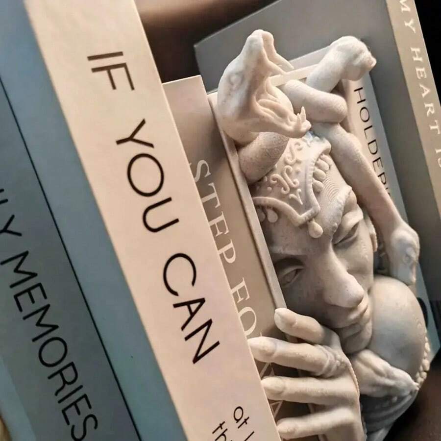 alosuka Medusa Statue Bookends, Bookshelf, Table Decorative Sculpture, Interior Decoration, Gift For Book Lovers - White - View 1