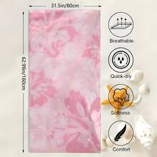 1pc Pink Patterned Lightweight Microfiber Beach Towel/Sports Towel, Suitable For Summer, Beach, Swimming PoolTravel Essentials Travel Accessories Beach Essentials - Multicolor - View 4