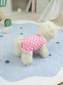1 pieza Camisa para perros pequeños nueva de diseño de corazón a cuadros bicolor transpirable, con collar y correa incorporada, ligera, para verano