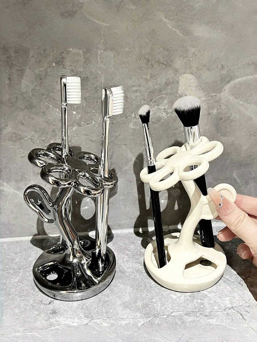 Ceramic Toothbrush Holder, Makeup Brush & Pencil Storage Rack For Bathroom, Dorm Room, Back To School, Best Valentine's Day Gift