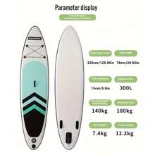 1 Set Stand-Up Paddleboard mit Doppelschicht, 320cm Länge, 76cm Breite, 15cm Dicke, 180kg max. Tragfähigkeit, für 1-2 Personen, Premium-Material mit robuster Konstruktion, inklusive Einwegpumpe, Aluminiumruder, Doppelschichtstruktur für erhöhte Stabilität und Auftrieb, ausgestattet mit Finnenspitze und Leine, Strandutensilien, Strandaccessoires, Poolschwimmer