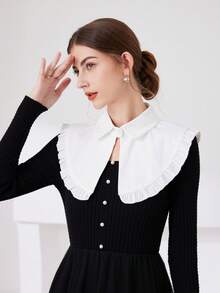 1 pieza Capa con cuello redondo para mujer, pieza de superposición de camisa desmontable, elegante