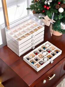 1pc, 54 Compartments, 5 Layers, Transparent, Velvet Cloth, Acrylic Jewelry Storage Box - Large Capacity Earrings, Rings, Necklaces Storage, Home And Travel Dual Use, Fade-Resistant Padded Drawer Design, Women's Gift, Modern Style Jewelry Box
