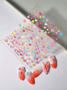 1 Pc Candy Colored Heart 5D Embossed Nails Art Stickers DIY Adhesive Sliders Nail Polish Manicure Sticker Decals - Multicolor - View 4