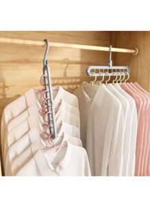 1pc/3pcs 9-Hole Multi-Functional Rotating Folding Clothes Hanger With Storage Shelf, Home Decor For Room, Bedroom
