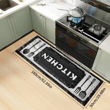 Kitchen Rug And Mat Set With My Kitchen Phrase Pattern, Non-Slip Washable, Kitchen Cushion, Smooth Soft Comfortable Easy To Clean Material, Suitable For Bedroom, Living Room, Dining Room, Kitchen, Bathroom, Entryway