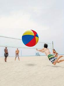 巨型充气沙滩球 - 红色、黄色、蓝色 PVC 室内外派对游戏、家庭聚会、沙滩运动和后院活动 - 无需电源，玩具 - 彩色 - 查看 10