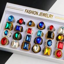 Paquete de 10 anillos de piedra natural vintage y ajustables, adecuados para joyería diaria de mujer, fiestas y regalos