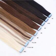Invisible Mini Tape In Hair Extensions 10 PCS Human Hair Natural Tape In Hair Extentions 3x0.8cm Invisible Tape 12-24Inch Length Real Human Hair Machine -Remy Hair Straight Natural Hair Skin Weft Invisible Glue In Human Hairpiece Can Be Permed Or Dyed Easy To Shape Happy Halloween Can Be Dyed Colorful DIY - 巧克力棕 - 查看 6