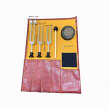Transboundary Ear Acupuncture Tuning Fork Professional Healing Tuning Fork Training Set - 128Hz, 256Hz, 432Hz, 528Hz - Body Weighted Forks For Yoga And Meditation - Frequency Relaxation Device 3-Piece Set With Leather Bag
