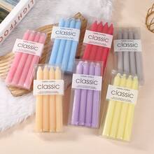 25cm(Approx.10in) / 20cm(Approx.8in) Minimalist Vertical Stripe Candles, Red/White/Blue/Green/Purple/Gray/Yellow/Orange/Pink/Black/Rose Red, Colored Candles, 8 Hours Burning Time/Pc, Geometric Striped Design, Suitable For Home Decor, Wedding, Gifts, Parties, Unscented Candles, Romantic Decorations, All Season - Multicolor - View 7