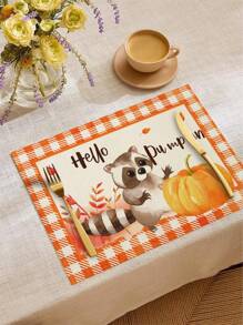 1 buc/4 buc/6 buc/60 buc covorașe izolate cu veveriță, dovleac, frunze de arțar, covorașe din in Hello Autumn, covorașe ușor de curățat, potrivite pentru casă, restaurant, decor pentru masă, rechizite pentru casă